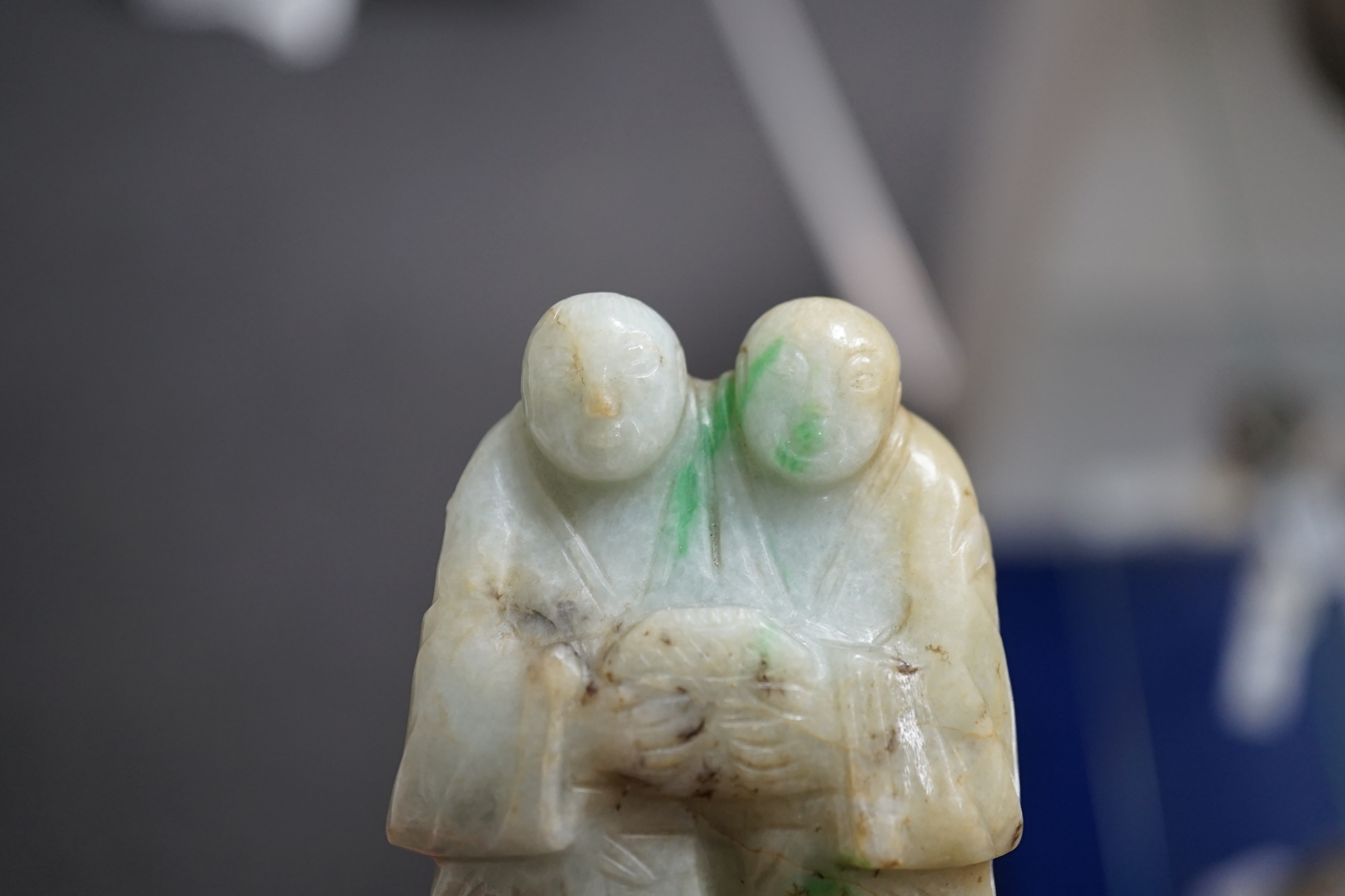A Chinese jadeite group of the He He Erxian, 19th century